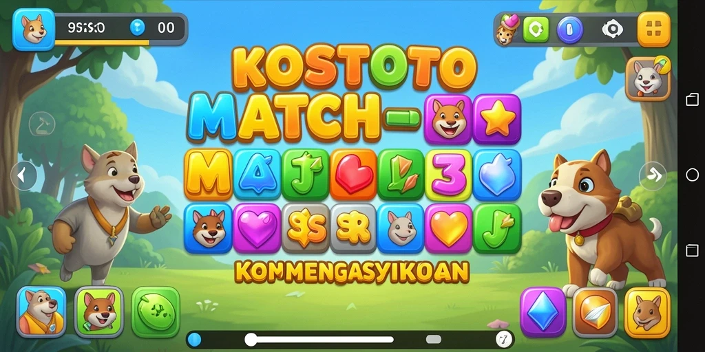 Screenshot gameplay KOSTOTO yang menampilkan keseruan tantangan Match-3.
