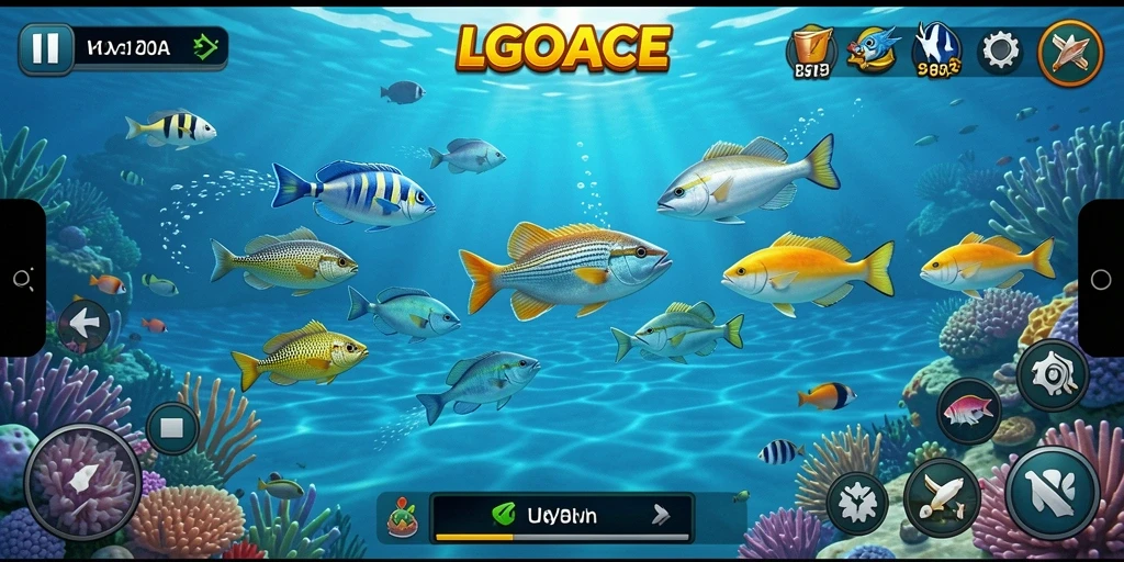 Tampilan gameplay seru di LGOACE dengan ikan beragam.
