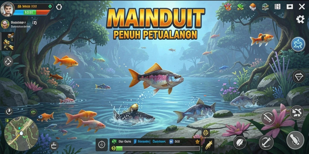 Screenshot gameplay <strong>MAINDUIT</strong> yang menampilkan aksi memancing yang seru.