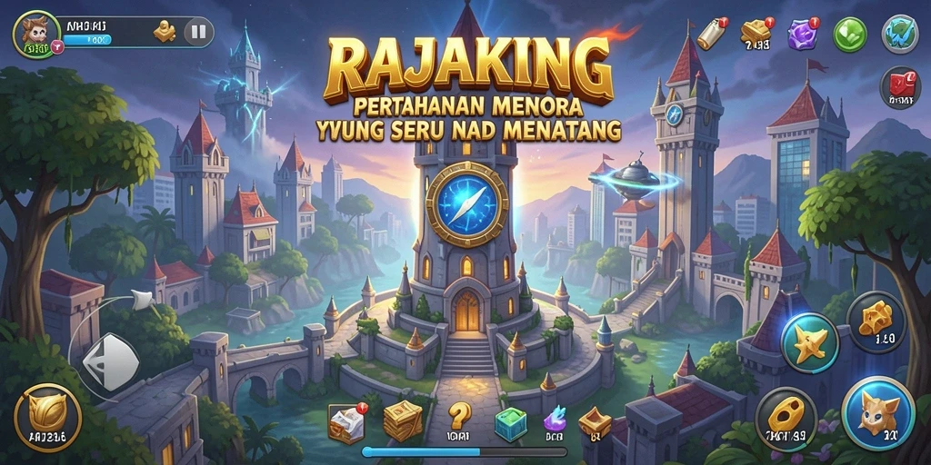 Tampilan permainan Tower Defense yang penuh aksi dan strategi.