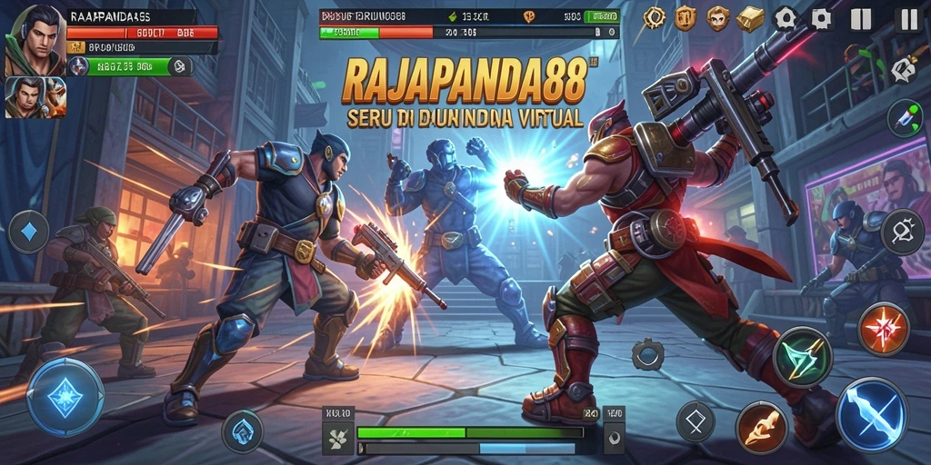 Screenshot utama RAJAPANDA88 menampilkan aksi pertarungan yang seru dan mendebarkan.
