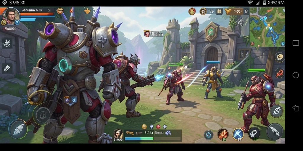 Screenshot gameplay SM605 yang menegangkan dalam pertempuran strategi.