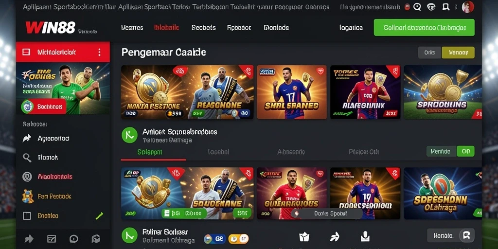 Tampilan utama WIN88 menampilkan berbagai pilihan taruhan olahraga.