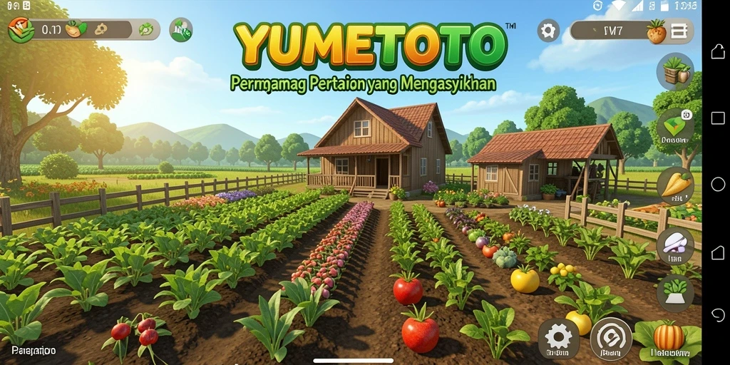 Tampilan gameplay YUMETOTO yang menarik dalam suasana pertanian.